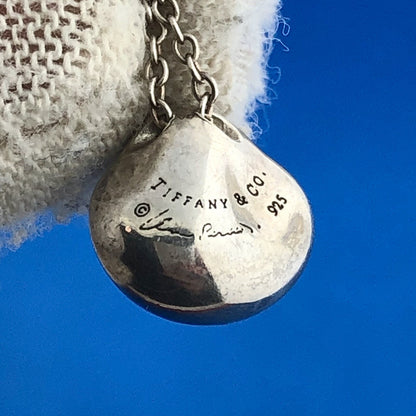 Tiffany & Co Elsa Peretti 925 Sterling Silver Nugget Bean Pendant Necklace