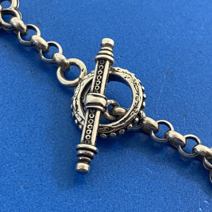 Konstantino 925 Sterling Silver 18K  Gold Quatrefoil Circle Link Toggle Necklace