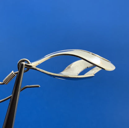 925 Sterling Silver Modernist Cut Out 3D Drop Dangle Earrings