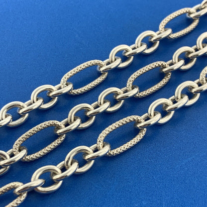 Stunning Sterling Silver 925 Oval & Circle Link Chain 18" Necklace