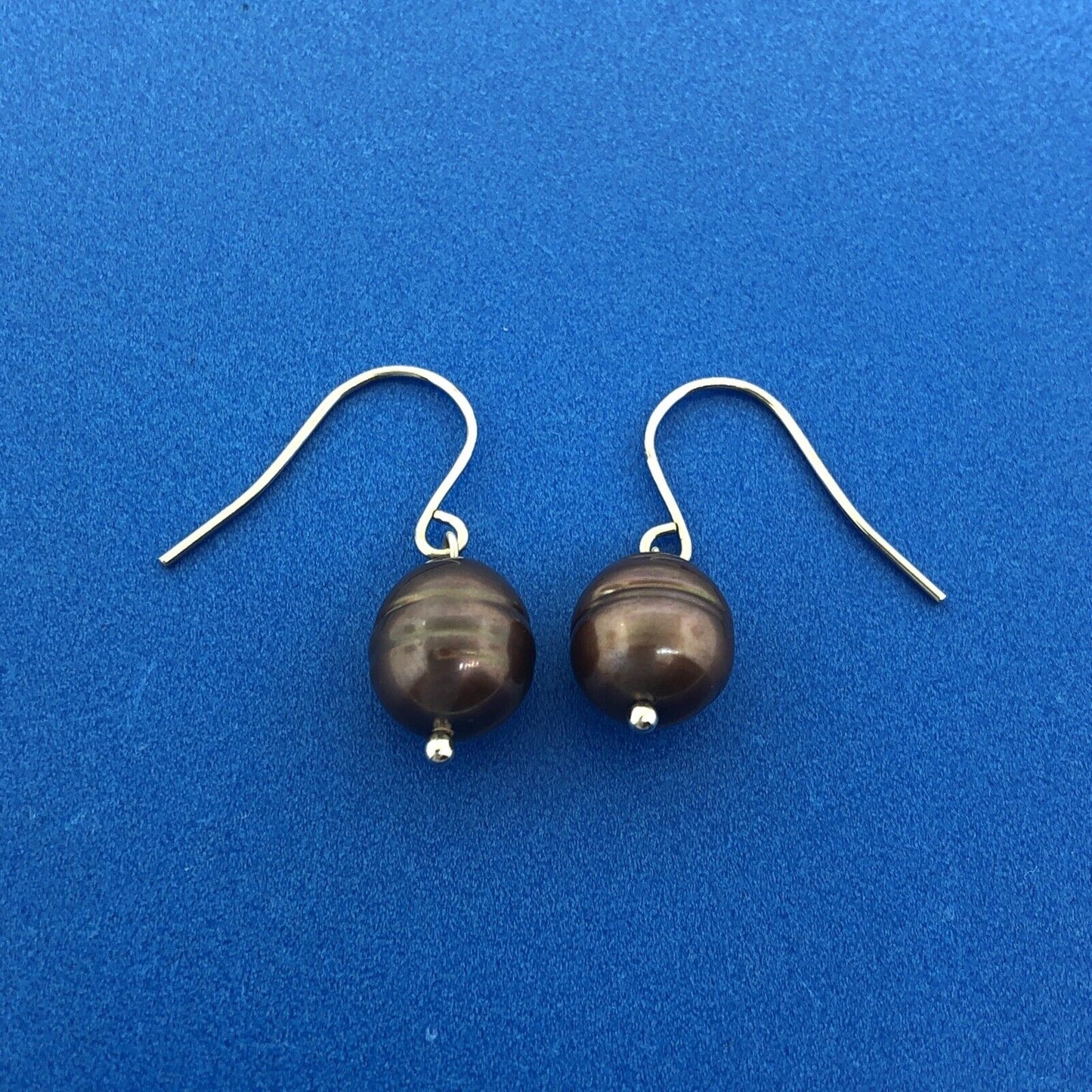 Honora Collection 925 Sterling Silver Oval Burgundy Pearl Drop Dangle Earrings