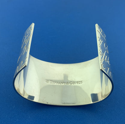 Tiffany & Co Sterling Silver Notes Collection Wide Script Cuff Bracelet