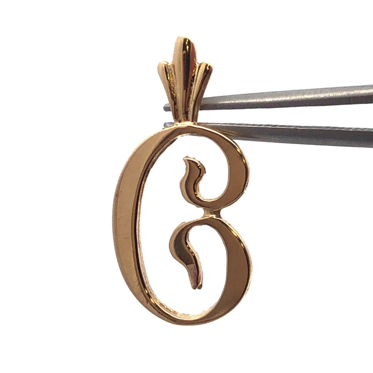 Designer 14K Yellow Gold Script Initial Letter Monogram C Charm Pendant