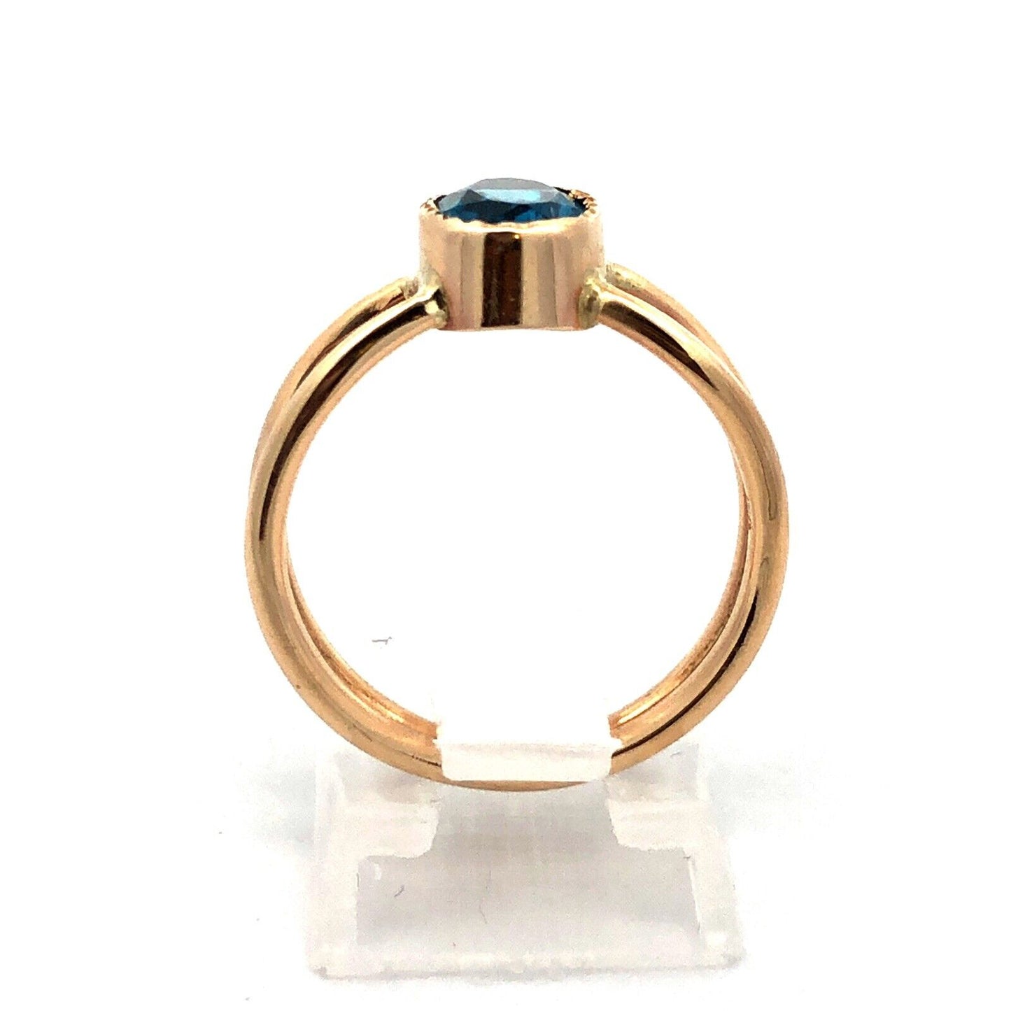 Modernist 14K Yellow Gold Oval Topaz March Anniversary Cocktail Ring