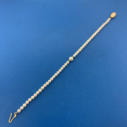Vintage 14K Yellow Gold Hand Knotted Pearl June Anniversary Bridal Bracelet