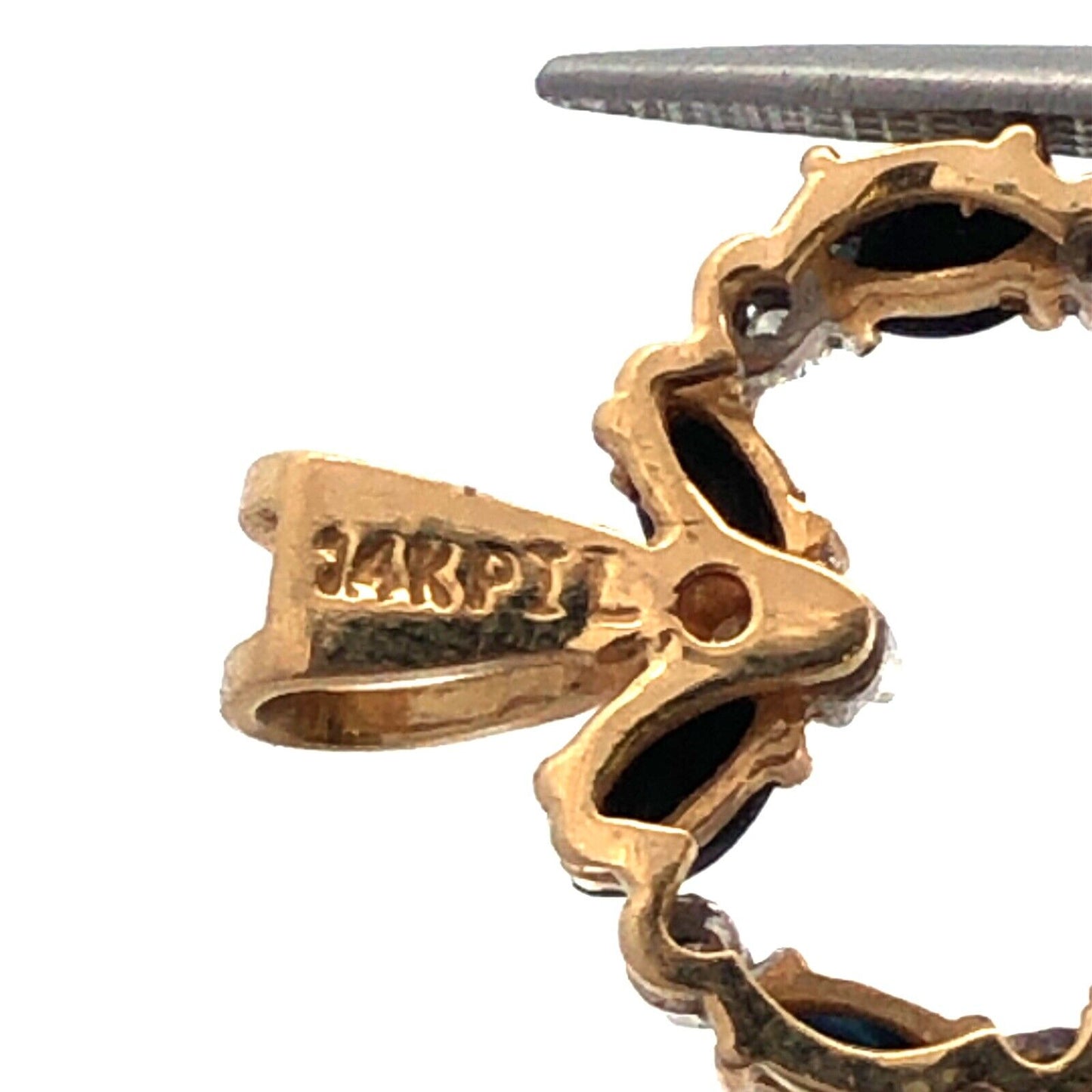 Designer 14K Yellow Gold Marquise Sapphire Diamond Accented Heart Pendant