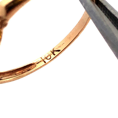 Vintage 10K Yellow Gold Round Diamond Solitaire Square Top Engagement Ring