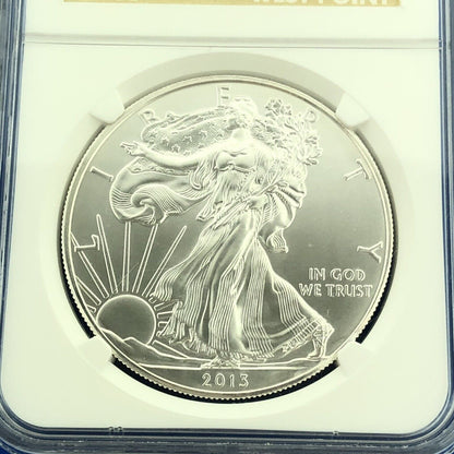 2013 W Silver Eagle 999 Fine Silver NGC MS 70 West Point Label Early Release