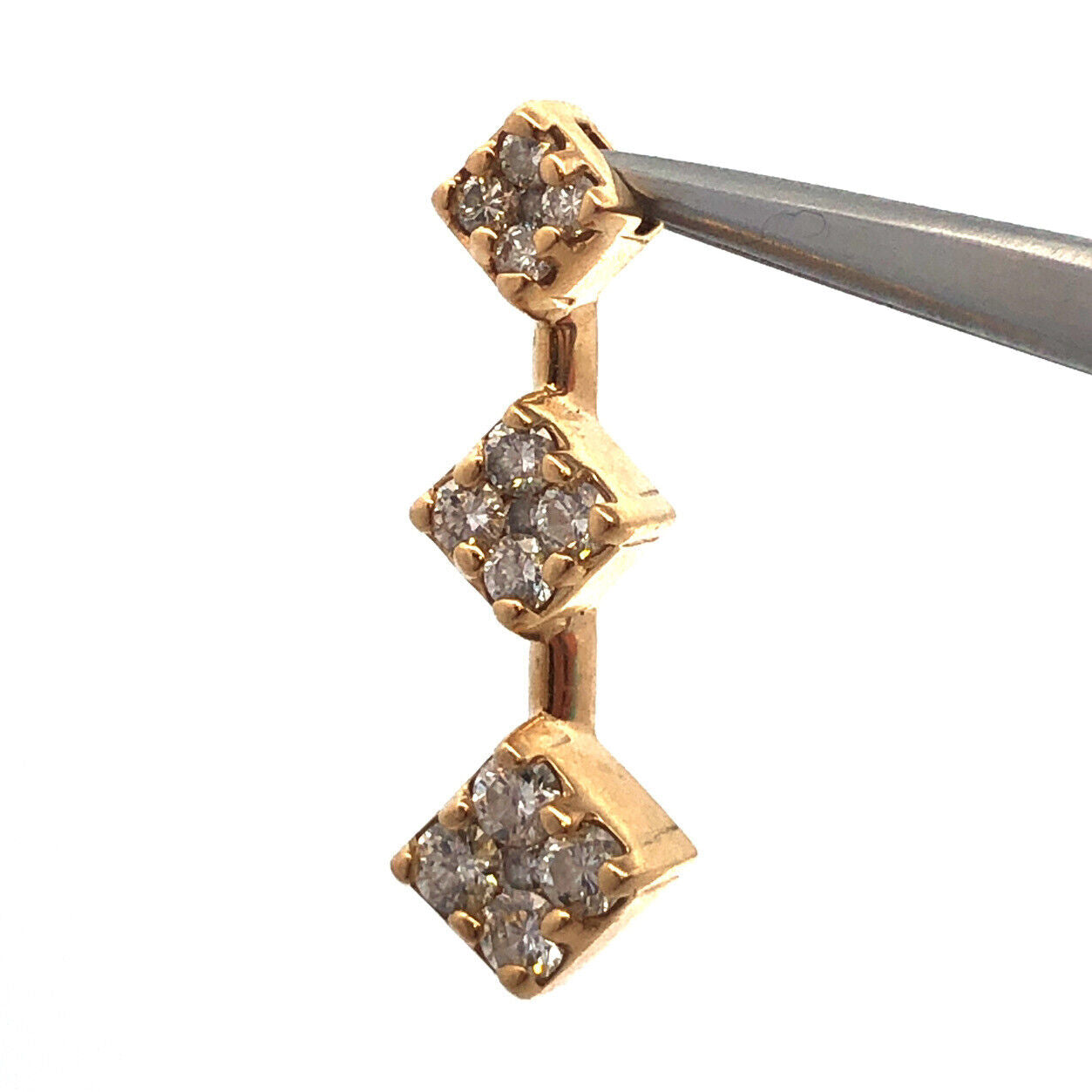 Stunning 14k Yellow Gold 3 Three Drop Diamond Pendant