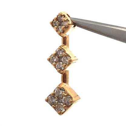 Stunning 14k Yellow Gold 3 Three Drop Diamond Pendant