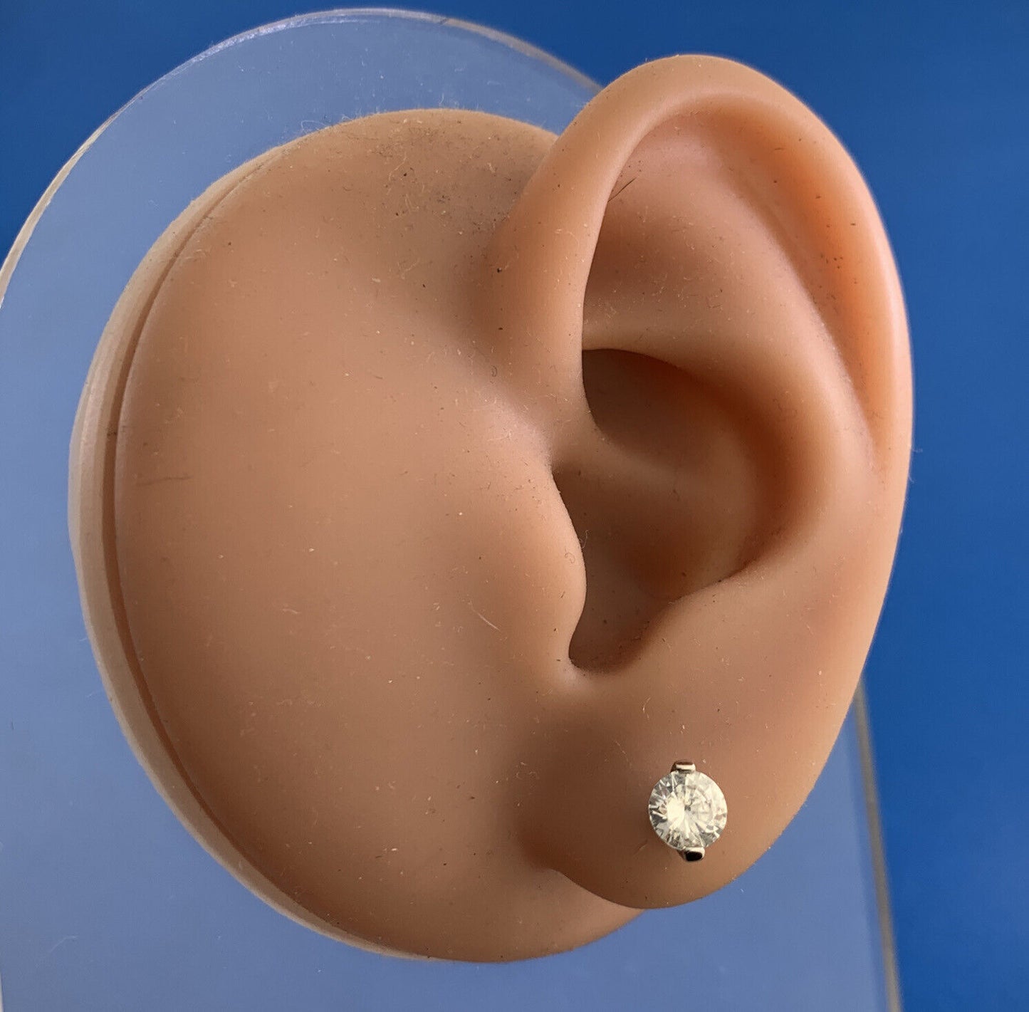 Designer 14K White Gold Cubic Zirconia CZ Solitaire Stud Earrings