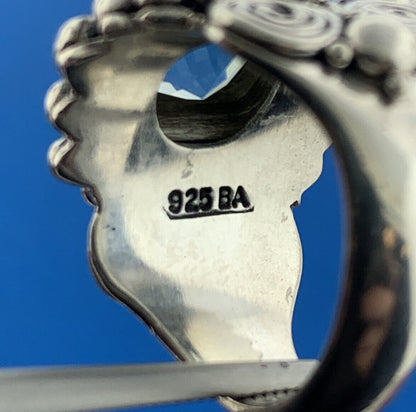 Designer BA Suarti 925 Sterling Silver Cushion Cut Green Amethyst Statement Ring