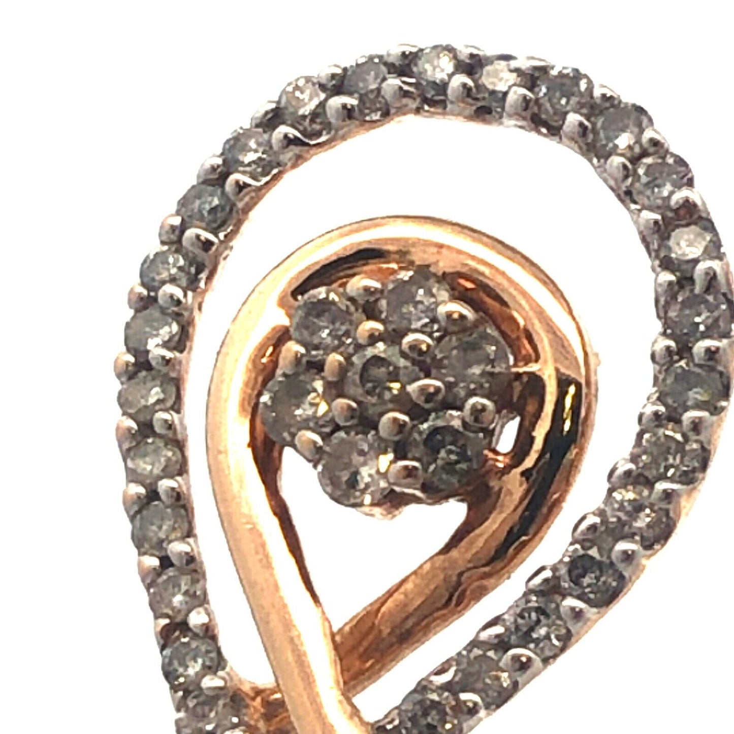 Gorgeous 10k Yellow Gold Diamond Openwork Teardrop Weaving Interlocked Pendant