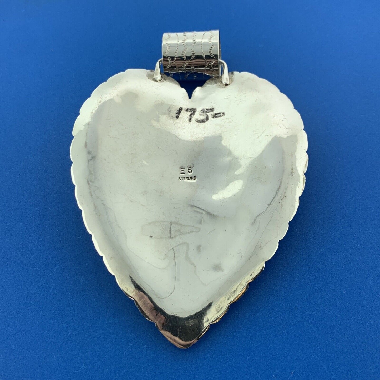 Navajo ES Elaine Sam Sterling Silver 925 Lapis Lazuli Turquoise Pendant