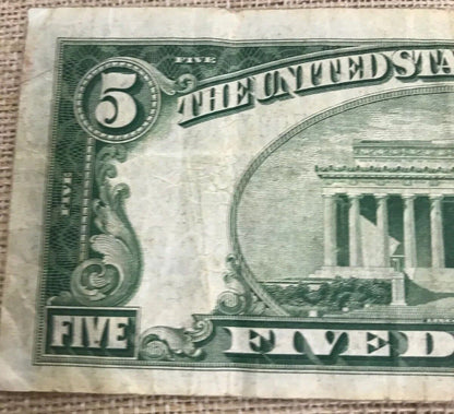 1934 C $5 United States Silver Certificate Julian/Snyder Fr. 1653