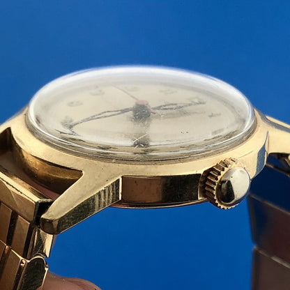 Art Deco Croton Automatic Mens 10K Yellow Gold 17j GEMEX Band Wrist Watch