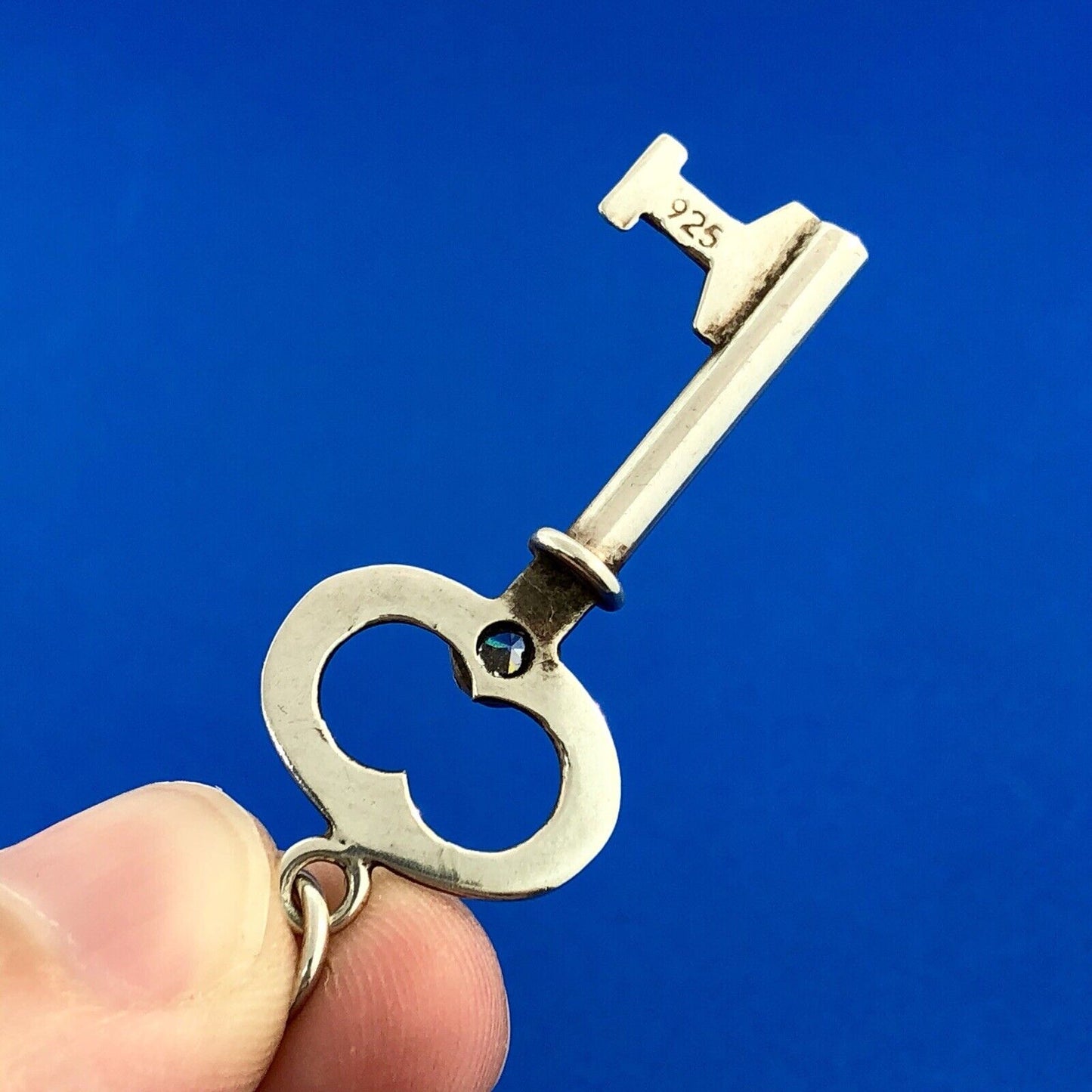 Retro 925 Sterling Silver Cubic Zirconia CZ Key To My Heart Pendant