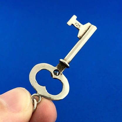 Retro 925 Sterling Silver Cubic Zirconia CZ Key To My Heart Pendant