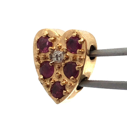 Richard Klein KLJCI 14K Yellow Gold Ruby Diamond Heart Slide Bracelet Charm