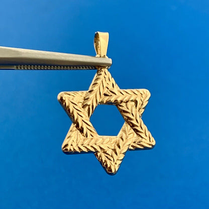 Gorgeous 14k Yellow Gold Rope Braid Religious Star of David Dangle Pendant