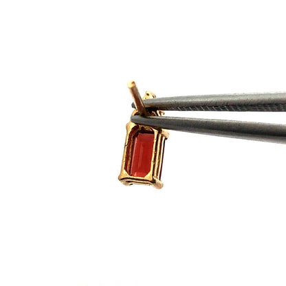 Designer 10K Yellow Gold Lab Created Ruby Diamond Accent January  Stud Earrings