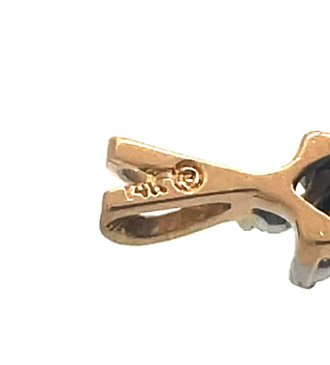 Vintage 14K Yellow Gold Pear Cut Blue Sapphire Diamond Halo Teardrop Pendant