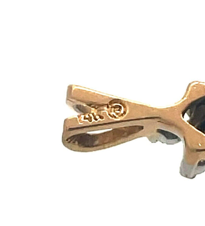 Vintage 14K Yellow Gold Pear Cut Blue Sapphire Diamond Halo Teardrop Pendant