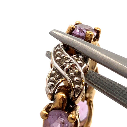 925 Sterling Silver Vermeil Designer Amethyst Diamond XO Tennis Bracelet