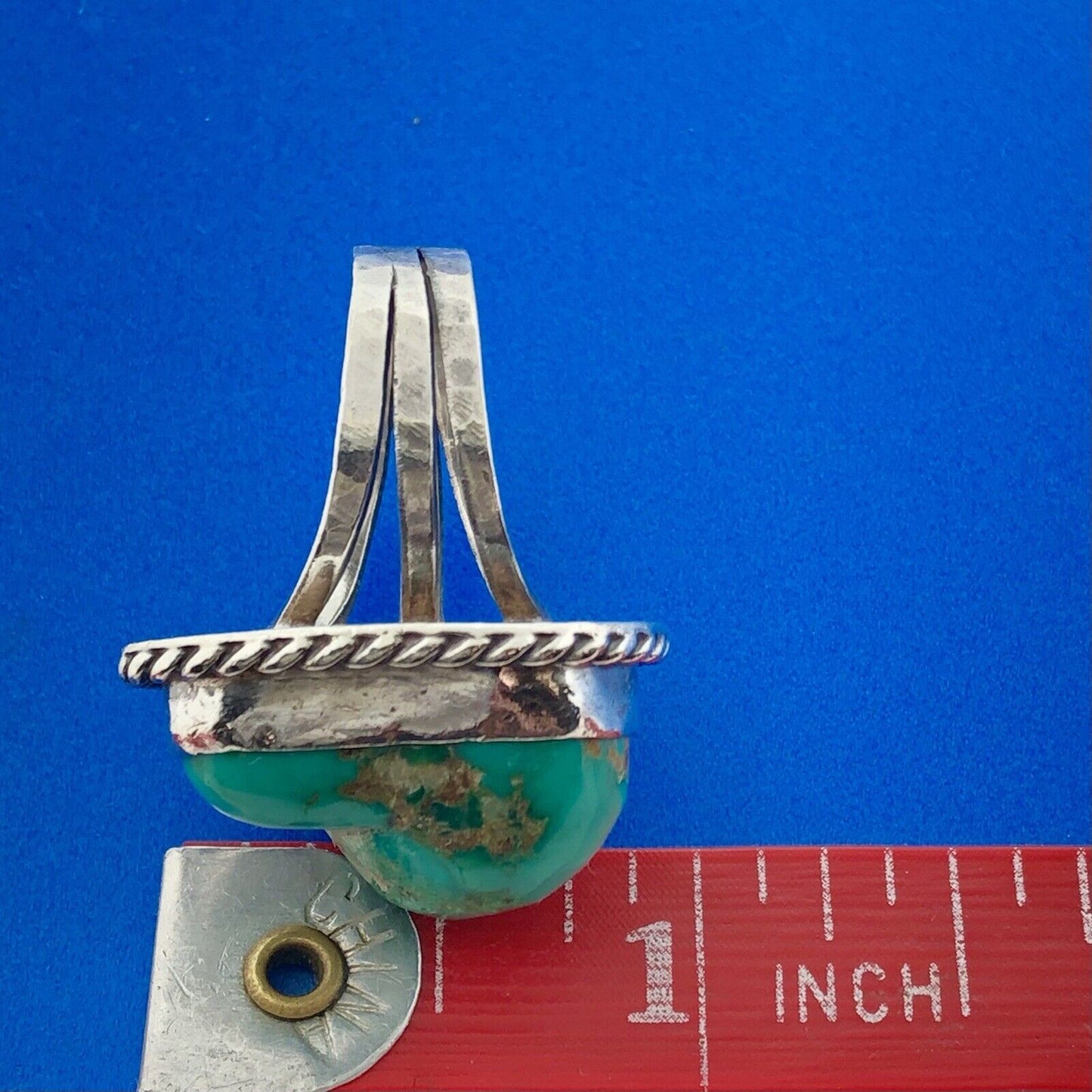 Old Pawn 925 Sterling Silver Natural Turquoise Chunk Statement Finger Ring