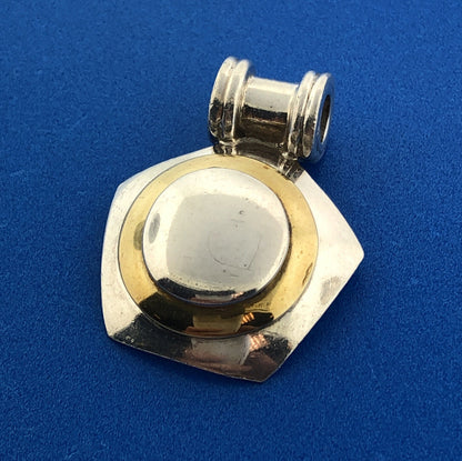 Designer Mexico 925 Sterling Silver Brass Two Tone Modernist Pendant