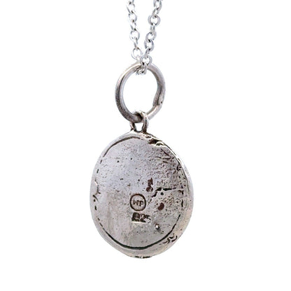Designer 925 Sterling Silver Oval Wax Seal Cross Crucifix Petite Charm Pendant