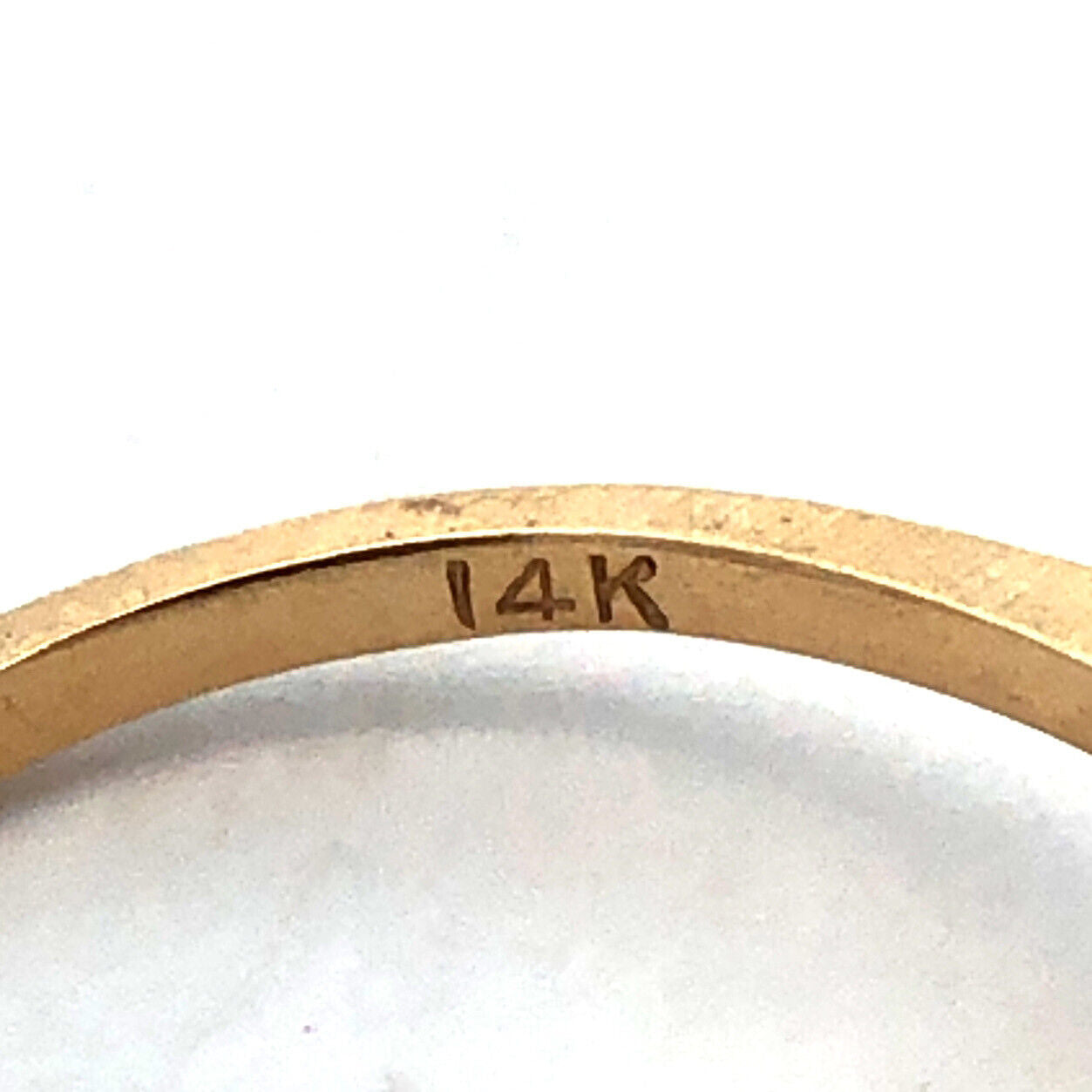 Estate 14K Yellow Gold Marquise London Blue Topaz Diamond Stacking Band Ring