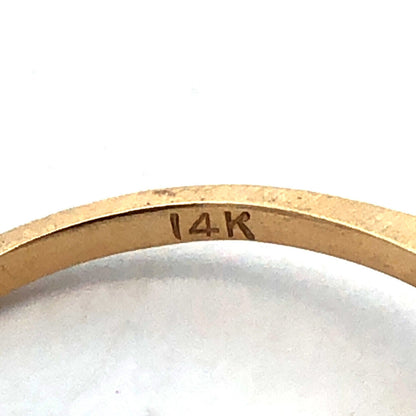 Estate 14K Yellow Gold Marquise London Blue Topaz Diamond Stacking Band Ring