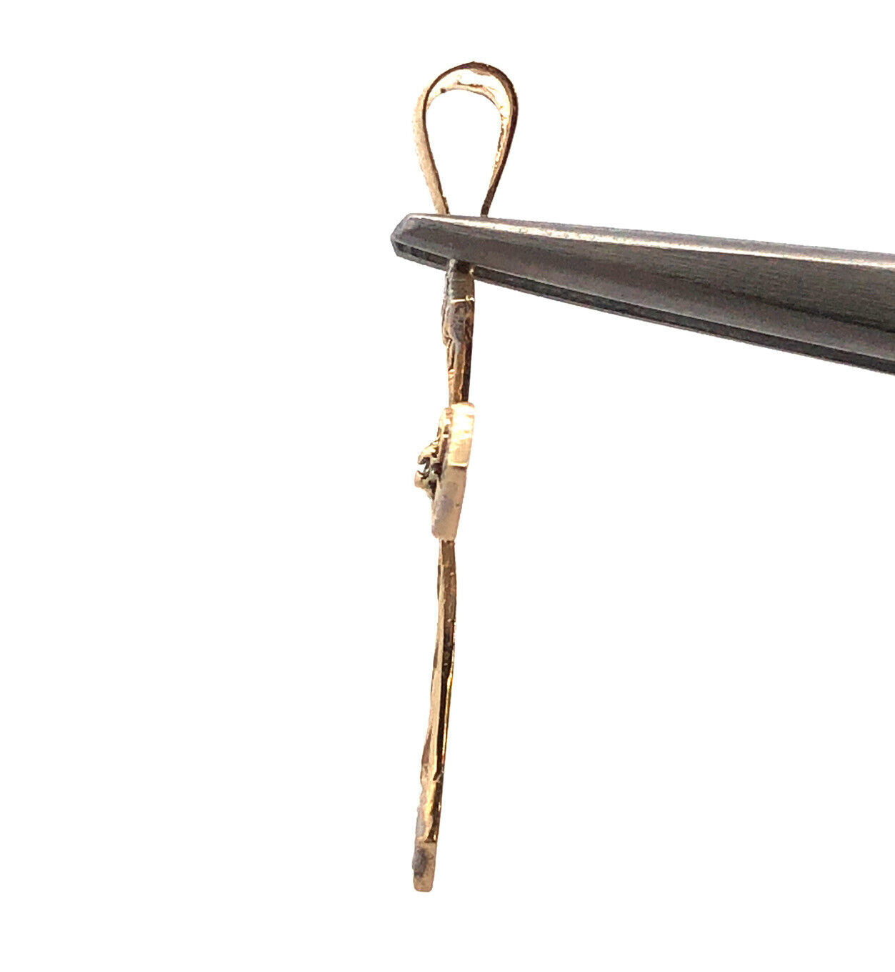 Designer Jacmel Mauritius JCM 10K Yellow Gold Diamond Textured Cross Pendant