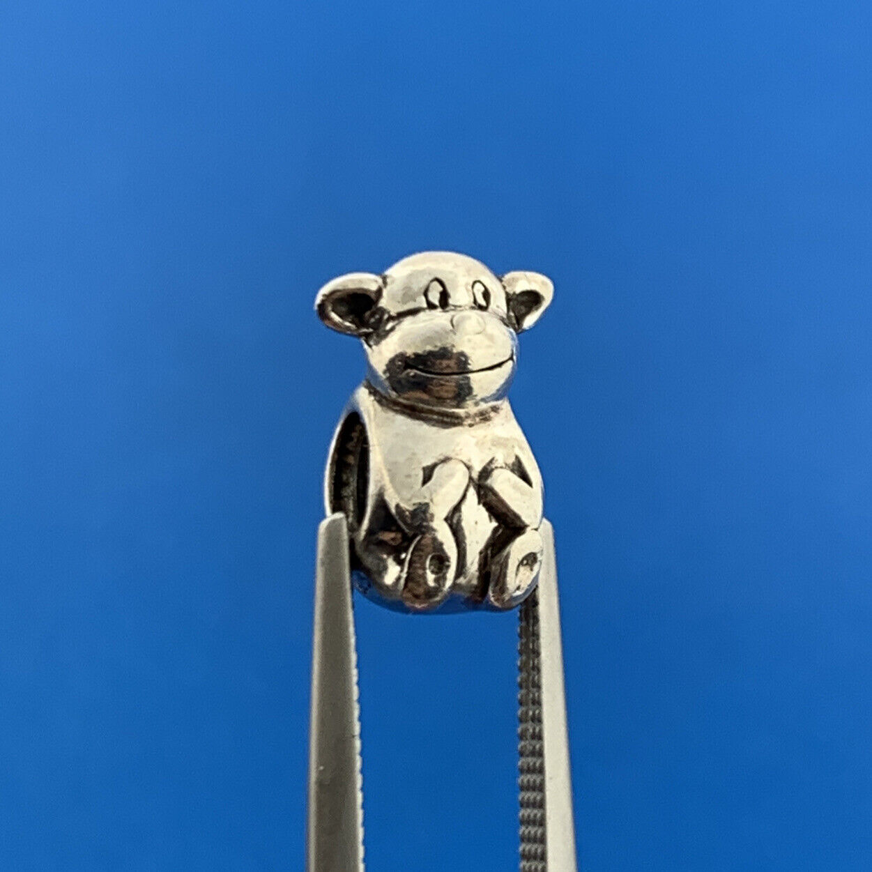 Retired Chamilia 925 Sterling Silver Sitting Monkey Bracelet Slide Charm