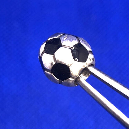 Retired Pandora ALE 925 Sterling Silver Black Enamel Soccer Ball Charm 790406