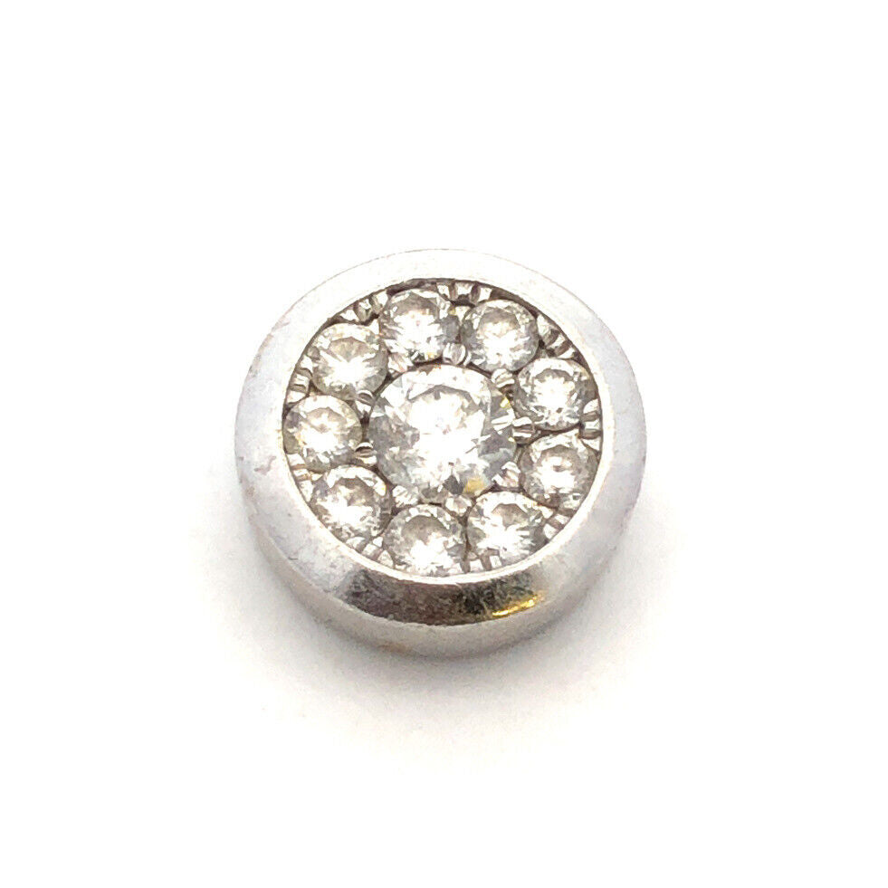 Designer 14K White Gold Round Diamond Cluster Round Slide Pendant