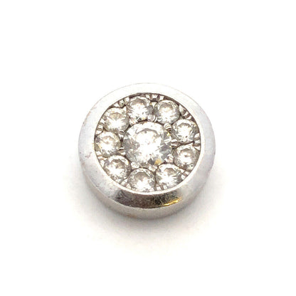 Designer 14K White Gold Round Diamond Cluster Round Slide Pendant