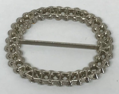 Vintage Runway Silver Tone Rhinestone Oval Statement Scarf Belt Slide Buckle