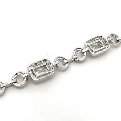 925 Sterling Silver Designer DBJ Emerald White Amethyst Diamond Tennis Bracelet