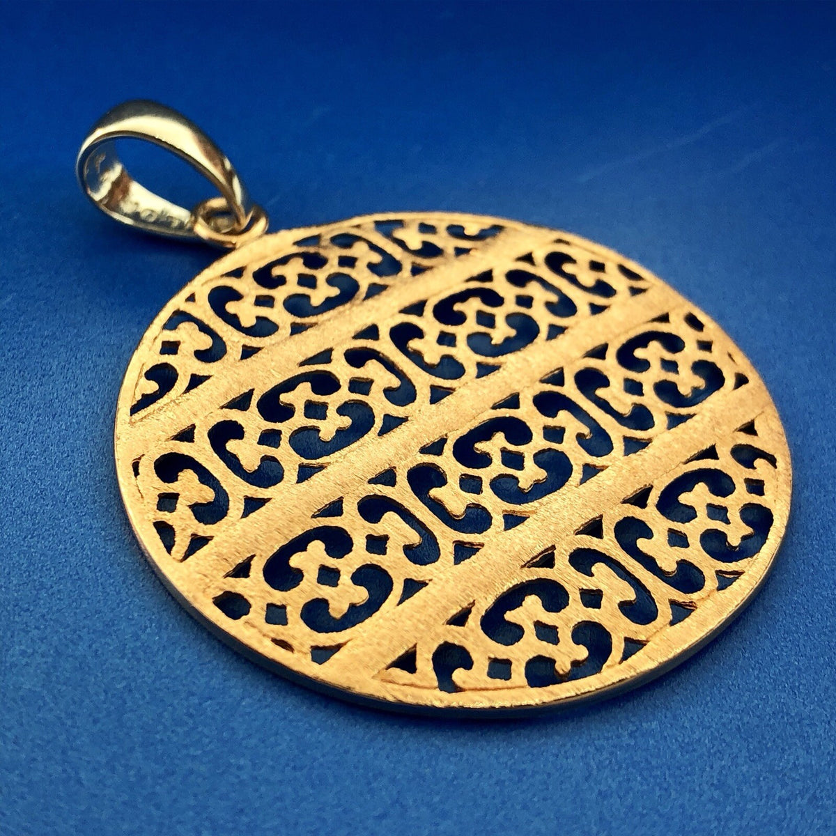 Vintage Milor Italy Sterling Silver 925 Rose Two Toned Ornament Disc Pendant