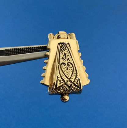 Victorian Etruscan Revival 14K Yellow Gold Black Enamel Doorknocker Earrings