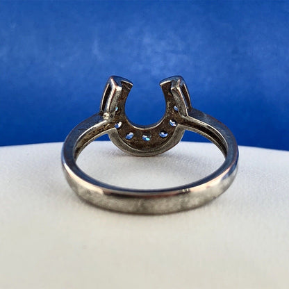 Designer Sterling Silver 925 Cubic Zirconia CZ Horseshoe Good Luck Fashion Ring