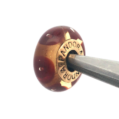 Authentic Pandora 14K Yellow Gold Murano Mystic Bead Retired Charm 750402