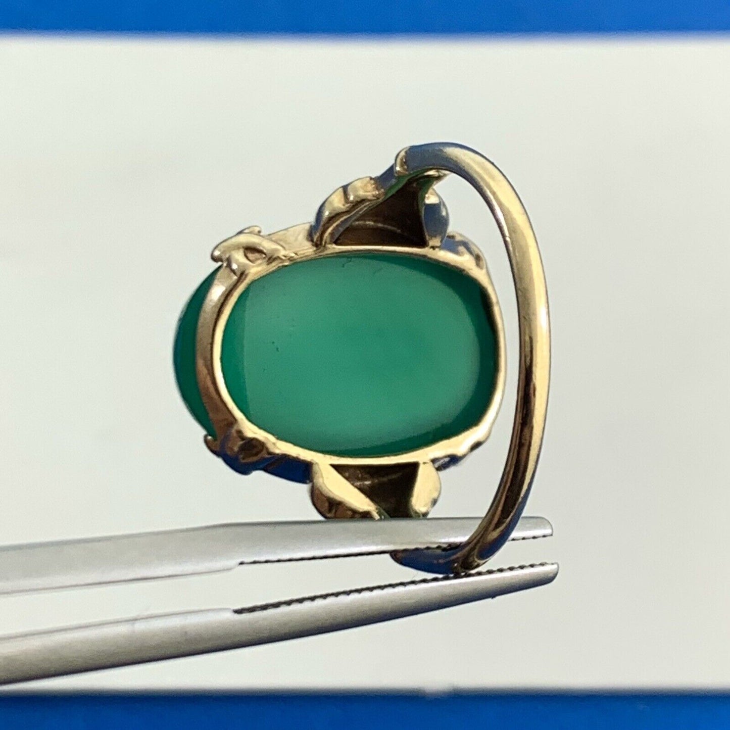 Designer Oval Green Tourmaline 10K Yellow Gold Statement Cocktail Ring