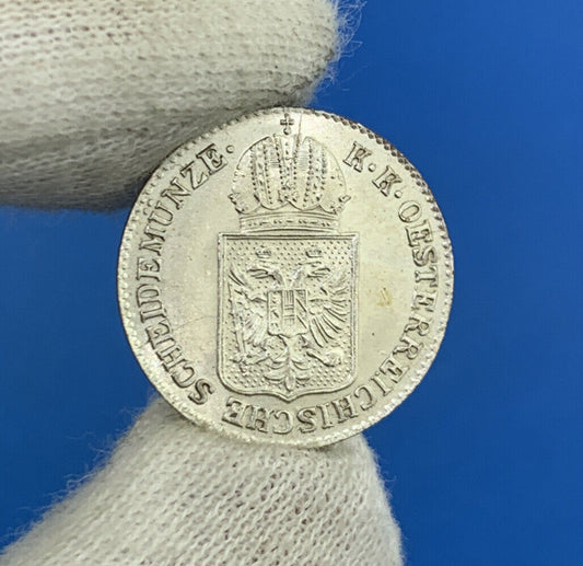 1849 A Austria Billon Silver .4375 Fine 6 Kreuzer Franz Joseph 1 Uncirculated