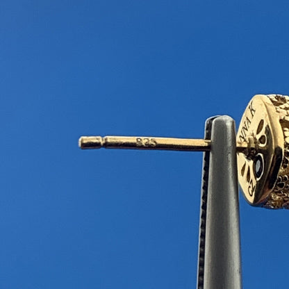 Designer VANNAK Vermeil Sterling Silver 925 Sparkling Cushion CZ Stud Earrings