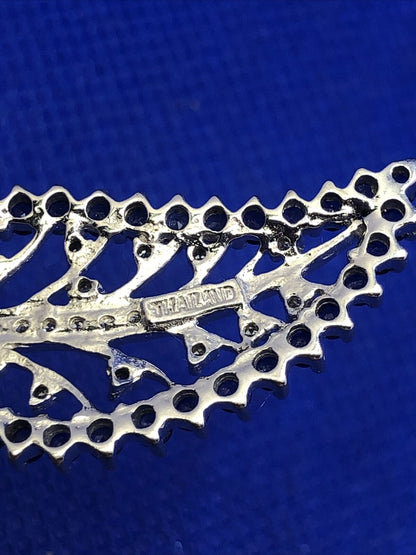 Designer GRP Blue Sapphire Diamond 925 Sterling Silver Leaf Nature Pendant