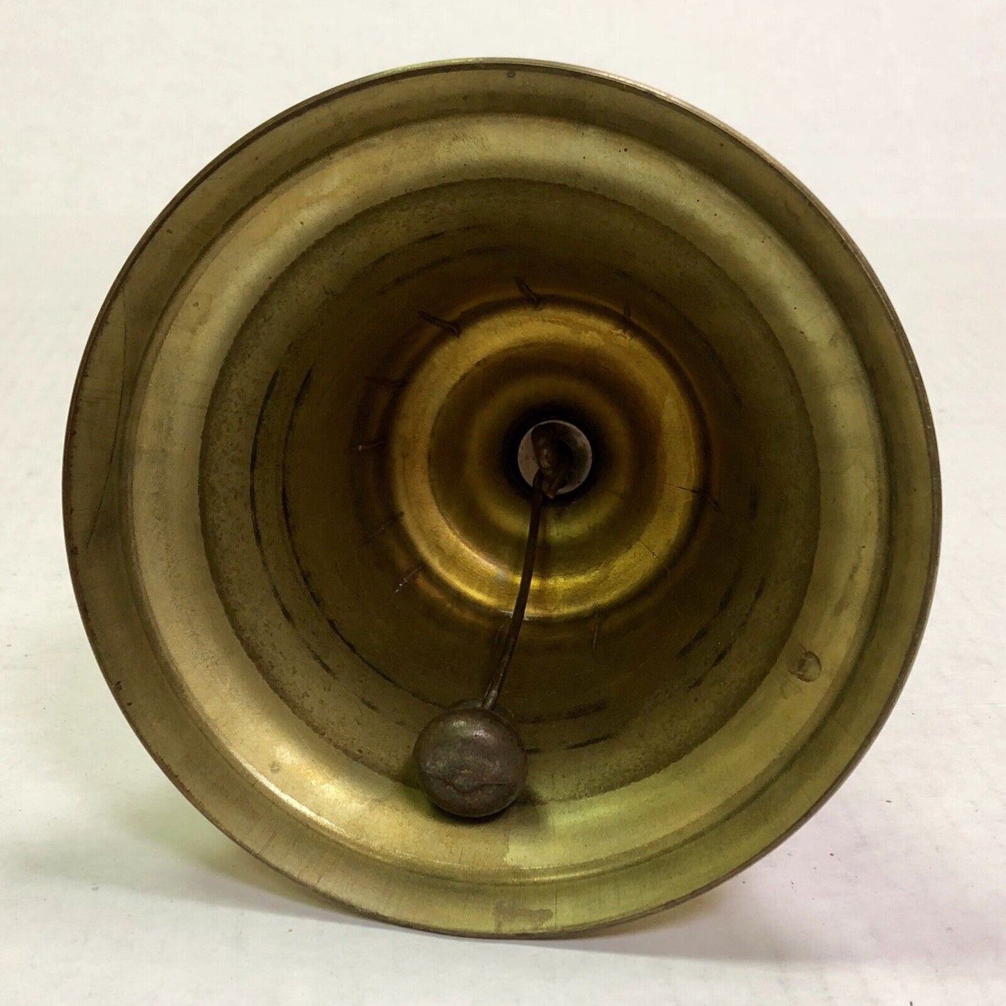 Estate Brass Wooden Black Lacquered Handled Statement Hand Bell Dinner Bell