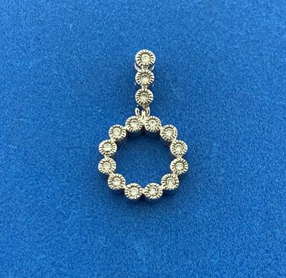 14K White Gold Diamond Infinity Eternity Anniversary Circle Drop Pendant